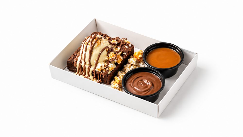 Caramel Popcorn Brownie Dessert